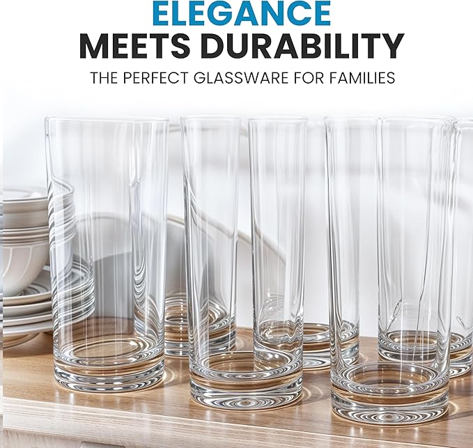 Zulay Kitchen Plastic Drinking Glasses (Set of 6) – 16oz Acrylic Shatterproof Water Cups for Home, Kitchen & Outdoors – Crystal Clear Glass Look – BPA & Lead-Free – Top-Rack Dishwasher Safe