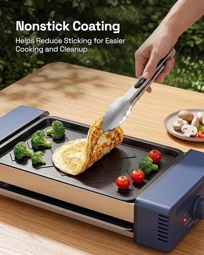 HBN Indoor Grill and Electric Griddle, 3-in-1 Smokeless Indoor Grill with Grill Rack & Nonstick Griddle & Sausage Grill Korean BBQ grill for Kitchen, Dishwasher Safe, 400F