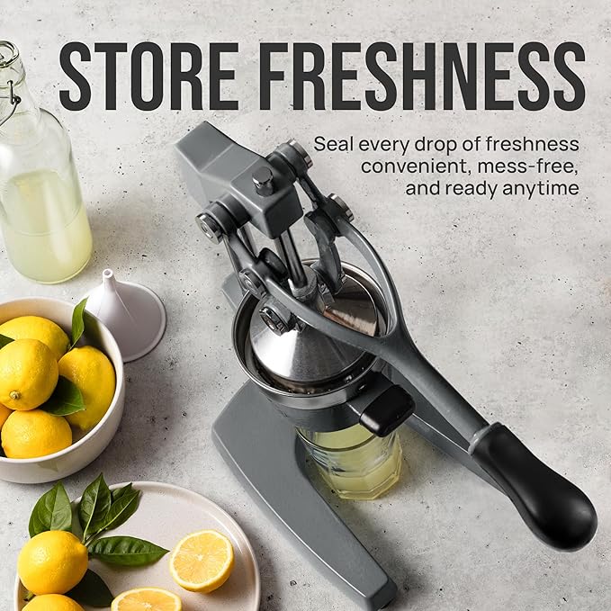 Zulay Kitchen Cast Iron Juicer - Heavy Duty Manual Juicer with Detachable Strainers for Easy Cleaning, Orange Juice Press for Citrus Fruits, Perfect for Bartenders, Juice Lovers & Health Enthusiasts
