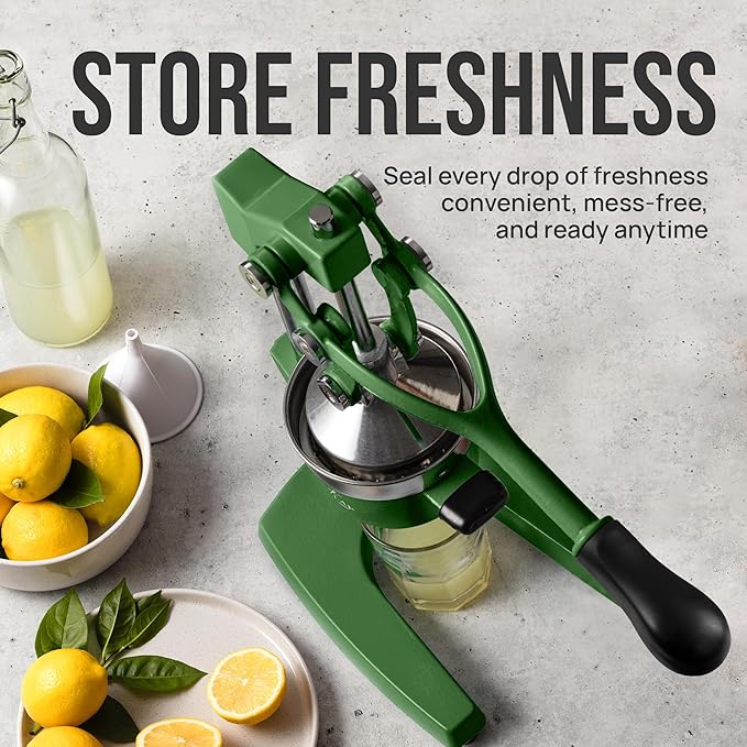 Zulay Kitchen Cast Iron Juicer - Heavy Duty Manual Juicer with Detachable Strainers for Easy Cleaning, Orange Juice Press for Citrus Fruits, Perfect for Bartenders, Juice Lovers & Health Enthusiasts