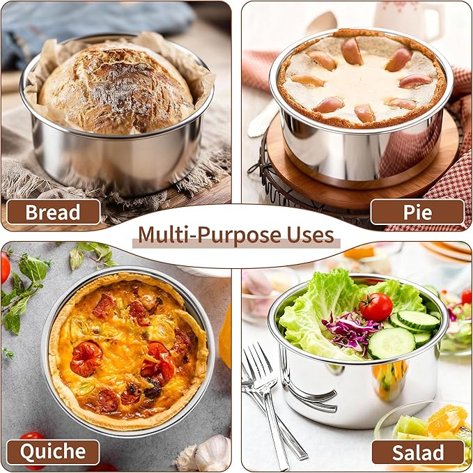 TeamFar 5 Inch Cake Pan Set of 4, Stainless Steel Small Layer Cake Baking Pans Tins, Round Bakeware for Birthday Wedding Party, Non-Toxic & Healthy, Mirror Finish & Dishwasher Safe