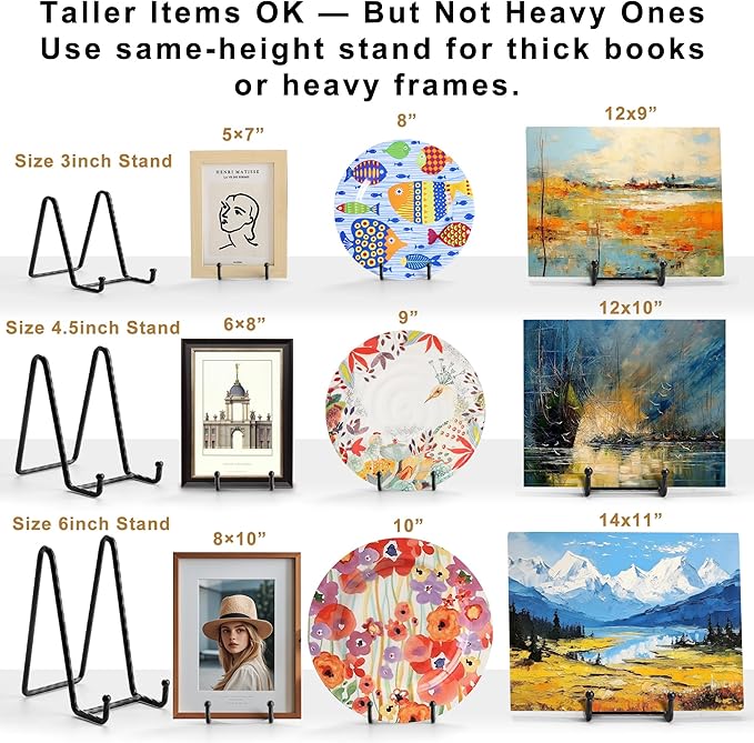 3 Pack 6inch Picture Stands for Display, Silver Metal Plate Stands for Display - Decorative Plate Stand, Plate Holder Display Stand, Picture Frame Stand - Plate Display Stands for Picture Stand