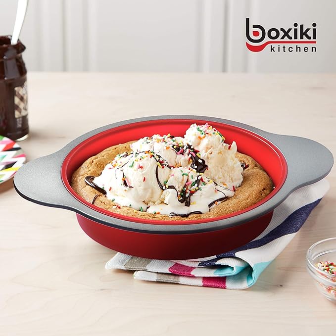 Boxiki Kitchen Combo: Non-Stick 12 Cup Silicone Muffin Pan & 9 Inch Round Cake Pan with Steel Frame - Perfect for Baking Muffins, Cupcakes, and Cakes