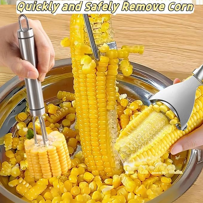 Corn Peeler 3PCS Stainless Steel Corn Peeler,Stripper Tool and Corn Holder Set 2025 Corn Planer Cutter Thresher Scraper,Peel Corn Cob Separator Quick