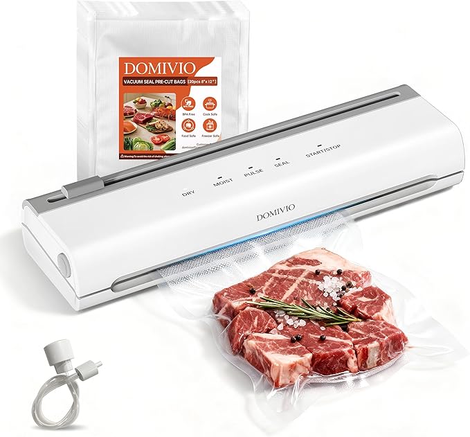 75Kpa Vacuum Sealer Machine for Food, 5-in-1 Food Saver with Built-In Cutter & 20 BPA-Free Bags – Dry & Moist Modes, Compact Easy-to-Use Vacuum Sealer for Meal Prep (VS2093)