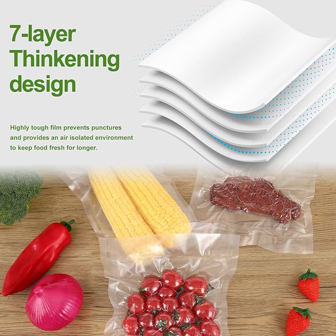 Moretoes Vacuum Sealer Bags, 3 Rolls 8" x 33' Food Vac Bags for Food Storage Saver, Commercial Grade Bag Rolls, BPA Free, Customized Size Bag for Sous Vide Cooking or Meal Prep