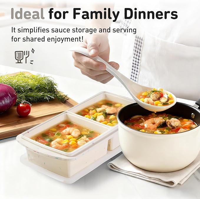 Silicone Freezer Tray with Lid Soup Freezer Container Molds with Steel Reinforced Rim Large Ice Cube Freezer Molds Soup, Sauce, Leftovers, Homemade Meal Prep Freezing Kitchen Storage Containers Cream
