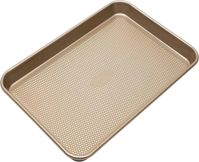 Kitchen Details Pro Series Medium Baking Sheet | Dimensions: 15.5" x 10.6" x 1" | Nonstick | Gold | Textured Diamond Base | Easy to Clean | Safe up 500 Degrees | Bakeware | Kitchen