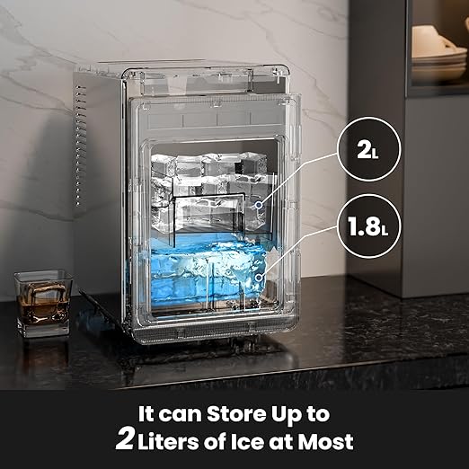 Kismile Clear Ice Cube Makers,3 Crystal Ice Cube in 20Mins, 155pcs/Day,Auto-Cleaning,Ice Makers Countertop with 5 Ice Sizes,24H Timer for Cocktails, Whiskey