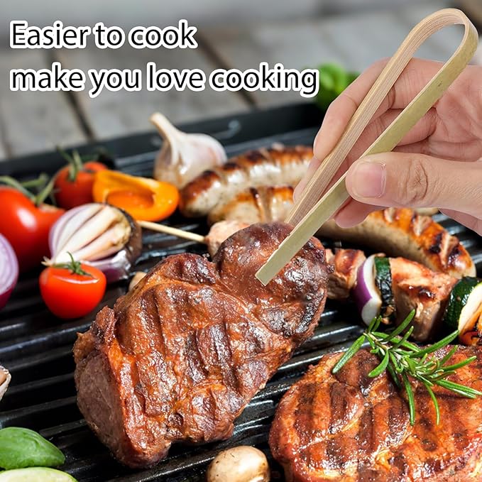 20 Pcs Mini Bamboo Tongs, Disposable Wooden Tongs for Charcuterie,Toast, Bread, Pickles,Tea, Natural Bamboo Cooking Utensilsfor Catering, Buffet, Wedding Parties Supplies(3.94 Inch)