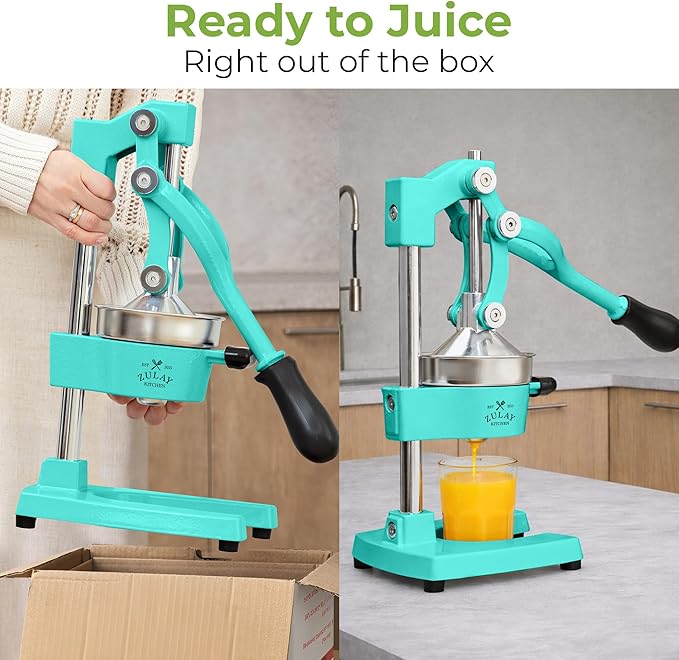 Zulay Kitchen Cast Iron Juicer - Heavy Duty Manual Juicer with Detachable Strainers for Easy Cleaning, Orange Juice Press for Citrus Fruits, Perfect for Bartenders, Juice Lovers & Health Enthusiasts