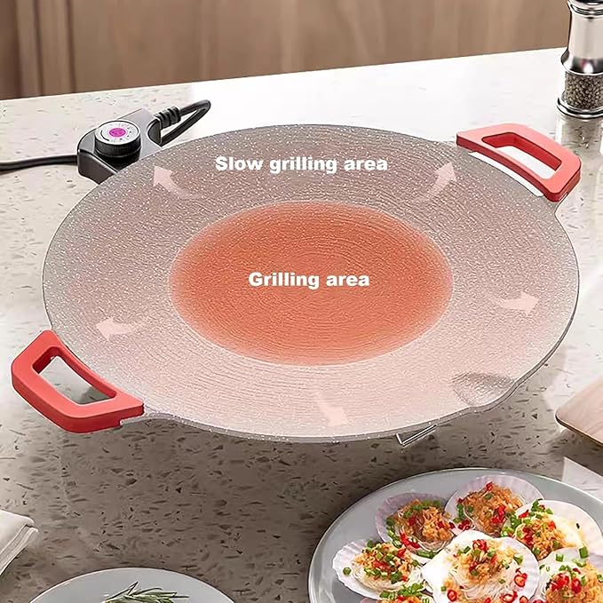 Indoor Grills Electric Smokeless – Nonstick Electric Griddle for Indoor Use, Fast-Heating Compact & Versatile Cooking for Steaks, Pancakes, and BBQ (15.7inch)(15.8in)