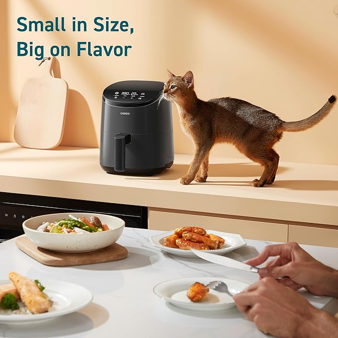 Cosori Mini Air Fryer 2.1 Qt, 4-in-1 Small Airfryer, Bake, Roast, Reheat & Air Fryer Liners, 100 PCS Square Disposable Paper Liners