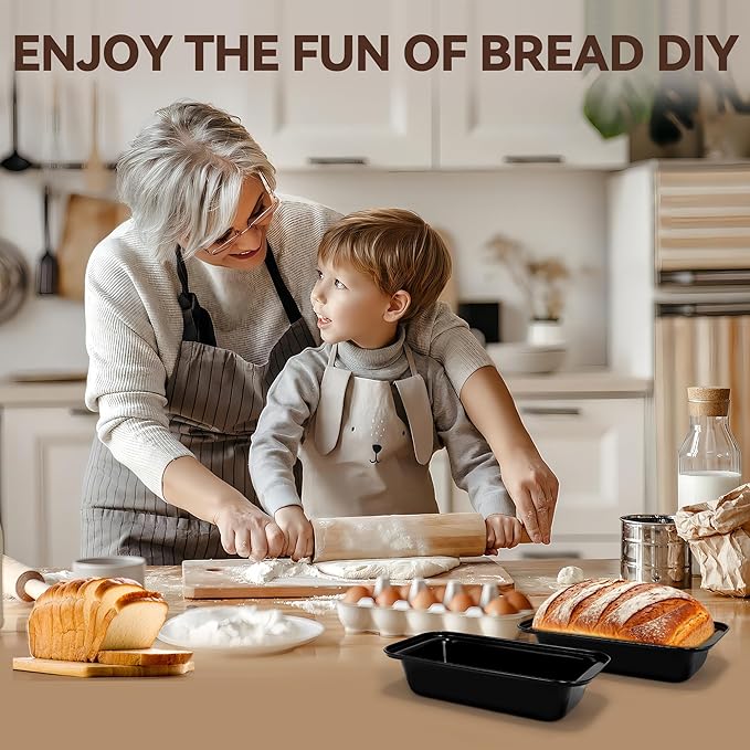 Yoehka 6 Pack Bread Pan Set, Non-Stick 8×4 Loaf Pans for Baking Homemade Bread, Sourdough, Brownies, Cake, Carbon Steel, Rectangle Baking Pans (Black)