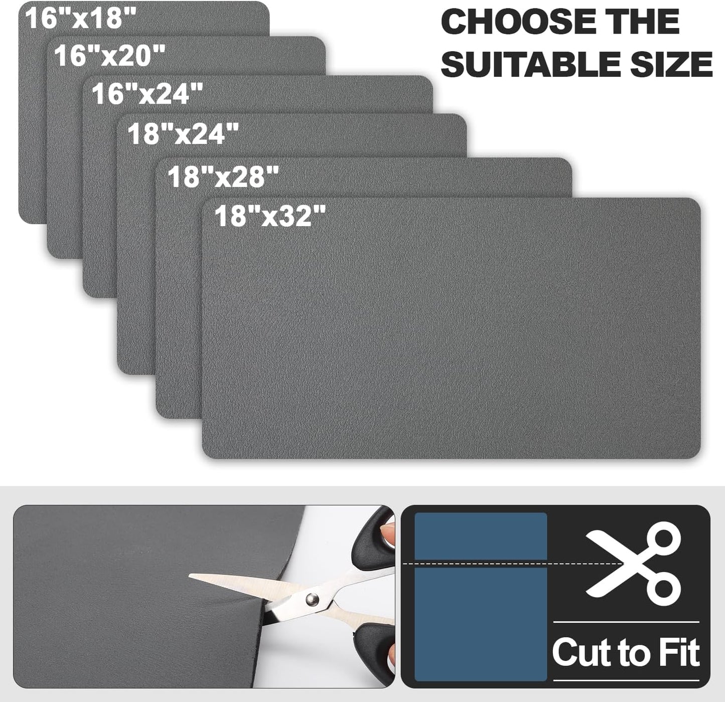 Dish Drying Mat for Kitchen Counter | Coffee Bar Mat for Countertops | Heat Resistant Drainer Mat with Non-slip Rubber Backed | Hide Stain Kitchen Absorbent Draining Mat | Dark Grey 16"x24"