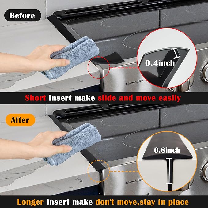 KindGa Stove Gap Covers, Silicone Counter Gap Filler for Stove, 30 Inches Can Be Cut to Any Size for 0.2-1 inch Gap, Seal Spills between Appliances Countertop Furniture Stoves Ovens(Set of 2, Black)