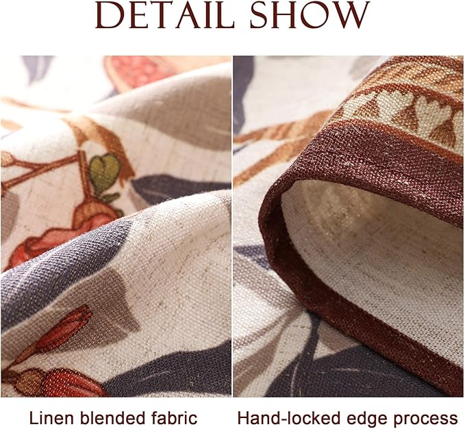 patdrea Designer Linen Small Round Tablecloth,Vintage Pomegranates and Leaves Tree Fall Tablecloths,Table Decor Cover for Kitchen Dining,Christmas,Thanksgiving,Party,Diameter 55"-Tehran a