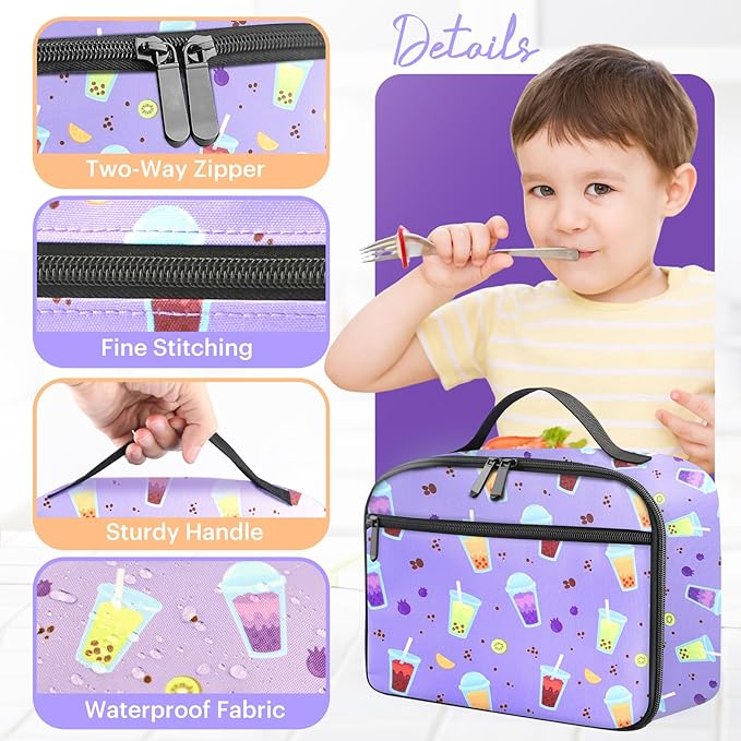 Lunch Box Kids, Insulated Lunch Bag for Women Men, Cooler Reusable Cute Lunch Containers for Boy & Girls, Adults Leak Proof Large Lunch Tote Bags for School, Work, Travel, Picnic Outdoor and Beach