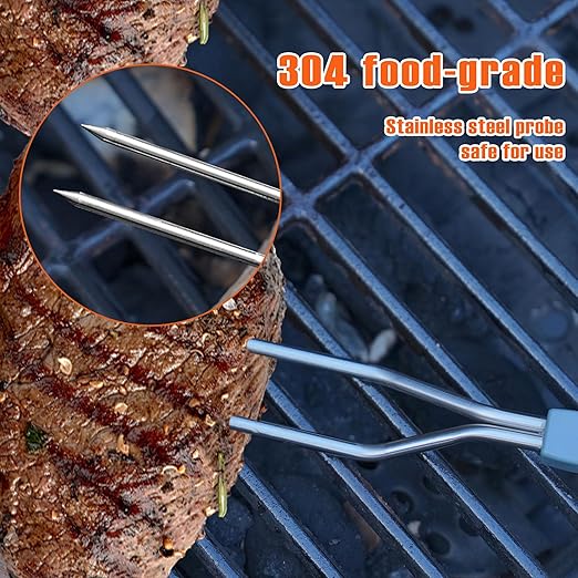 Meat Thermometer Fork with Electronic Ready Alarm, Digital Cooking Thermometer with Instant Read, LCD Display and Led Light, Grill Thermometers for BBQ Grilling Gadgets Steak Pork, Black