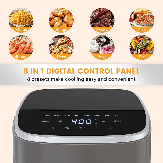 Sweetcrispy Air Fryer 4 Quart with Window, 1500W Digital Airfryer with 8 Presets, 60-Min Timer, Max 400°F, Auto Shut Off & Nonstick Dishwasher Safe Basket, Shake Reminder for Small Kitchen