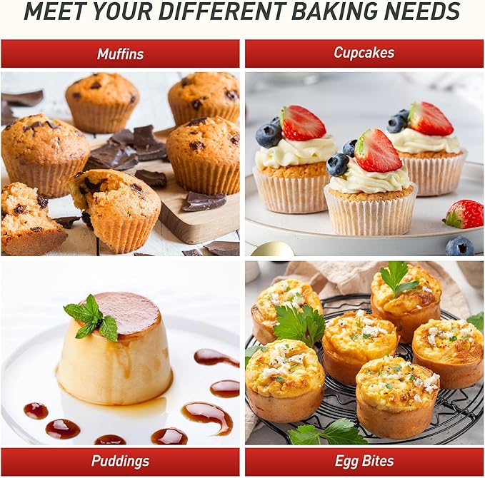 Socisen 24 Cups Silicone Muffin Pan with Metal Reinforced Frame Mini Size Cupcake Pan Tray Egg Bites Silicone Circle Cookie Molds Muffin Tin Tart Pans Baking Sheet Set for Breakfast Sandwiches Round