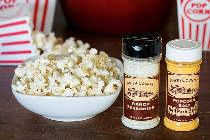 Amish Country Popcorn | Seasoning Variety Pack | BallPark Style ButterSalt - 5.5 oz and Ranch - 5.5 oz Popcorn Seasoning | Old Fashioned, Non-GMO