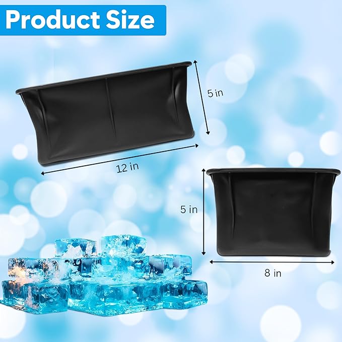 2 x 12 Lbs XXL Ice Molds | Silicon Ice Block Mold for Ice Baths | Cold Plunge Ice Molds | 12 Lb XXL Ice Block Mold | 11" x 7" x 5" Largest Ice Mold Available (2)
