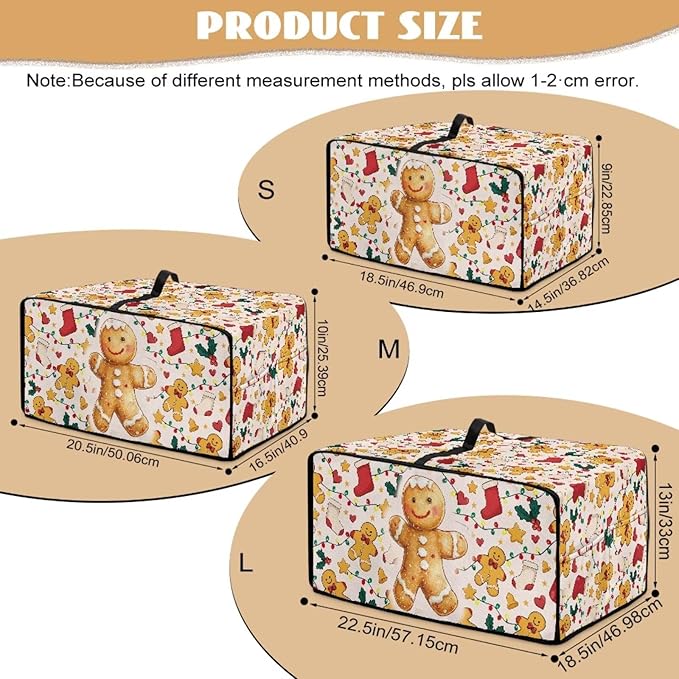 Countertop Convection Oven Cover Dust-Proof Toaster Oven Cover with Accessories Pockets, Countertop Convection Oven Protector, S, Gingerbread Man Christmas String Lights