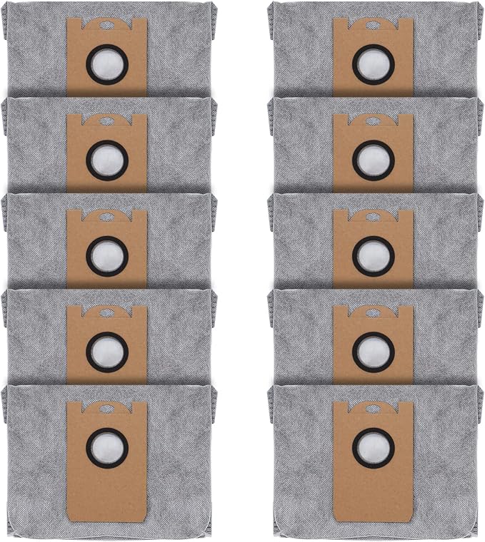 Leemone 10 PACK Dust Bags for eufy RoboVac L35 Hybrid/L35 Hybrid+ LR30 Hybrid/LR30 LR20 Auto-Empty Station, 4 Layer Filtration System with Activated Carbon Fabric to Remove Unwanted Odors