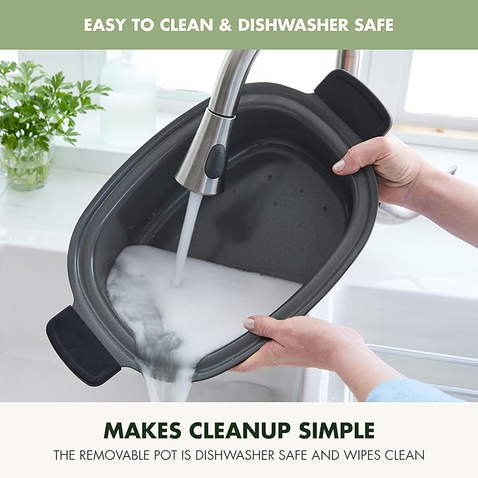 GreenPan Elite 14-in-1 Nonstick 6QT Electric Slow Cooker, PFAS-Free Ceramic Multi-Cooker, In-Pot Browning, Dishwasher Safe Lid & Removable Crock, Stainless Steel Steamer, Silicone Handles, Sage Green