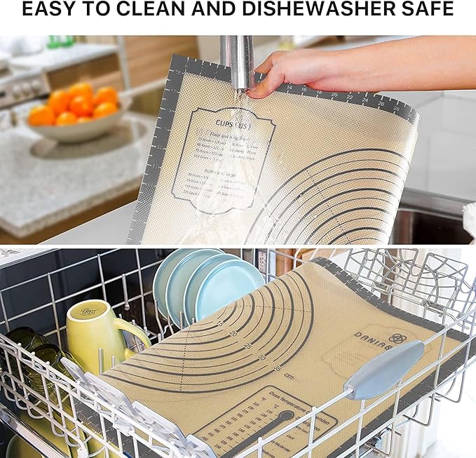 Baking Mat, 26" x 16" Large Silicone Non-slip Baking Pastry Mat with Measurement, Non Stick Silicone Mats for Kitchen Counter, Fondant Mat, Counter Mat, Dough Rolling Mat, Oven Liner, Pie Crust Mat