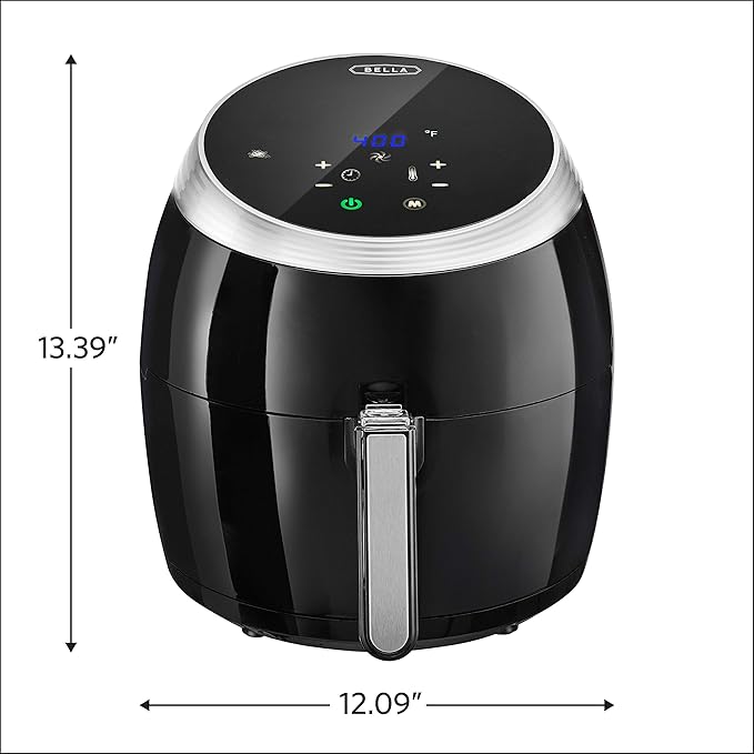 BELLA (14679) 5.3 Quart Air Convection Fryer, Black, black 5.3qt