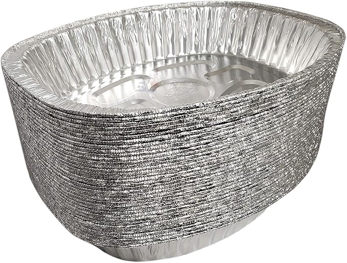 Disposable Oval Roasting Pan - Durable Turkey Roaster Pans Extra Large, Heavy-Duty Aluminum Foil, Deep, Oval Shape for Chicken, Meat, Brisket, Roasting, Baking, Recyclable (40)