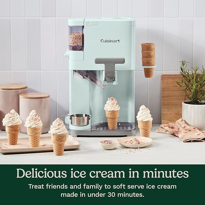 Cuisinart Soft Serve Ice Cream Machine- Mix It In Ice Cream Maker for Frozen Yogurt, Sorbet, Gelato, Drinks 1.5 Quart, Mint Green, ICE-48