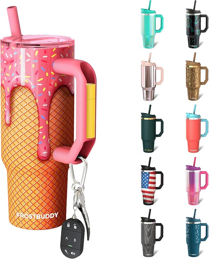 Thicc Buddy - 30 oz Stainless Steel Vacuum Insulated Tumbler with Lid and Straw for Water - Travel Mug Cupholder Friendly - Gifts for Women Men Him Her (Ice Cream)
