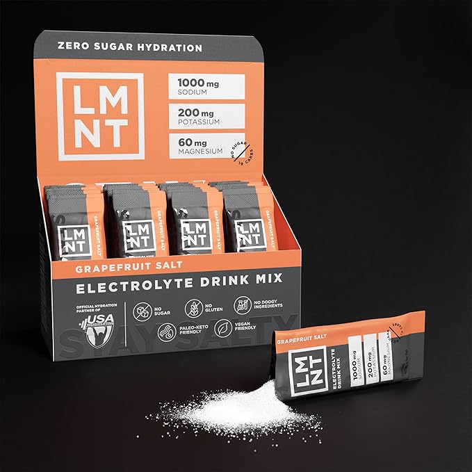 LMNT Zero Sugar Electrolytes - Grapefruit Salt | Drink Mix | 30 Count
