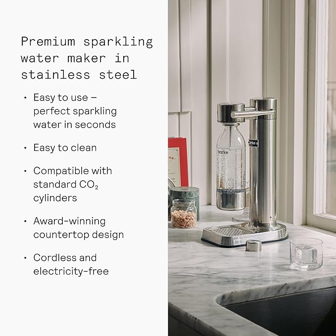 aarke - Carbonator III Premium Carbonator-Sparkling & Seltzer Water Maker-Soda Maker with PET Bottle (Stainless Steel)