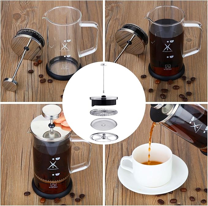 Boao 6 Pieces French Press Replacement Filters Mesh Filters Replacement 4 Inch Stainless Steel Replacement Screen for 1000 Ml, 34 Oz, 8 Cup French Press Coffee Makers and Tea Machines