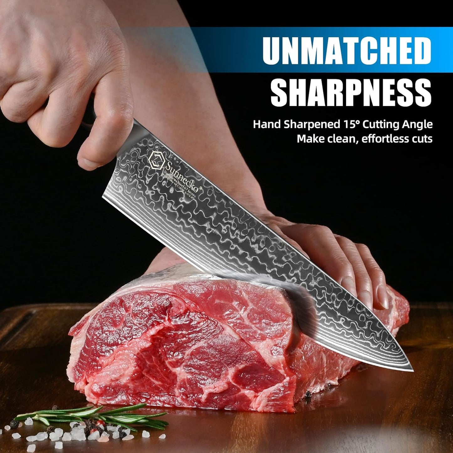 Sunnecko Damascus Kitchen Knife Set 5 Piece Chef Knife Set Professional, Sharp Kitchen Knives Set Full Tang, Gift Box