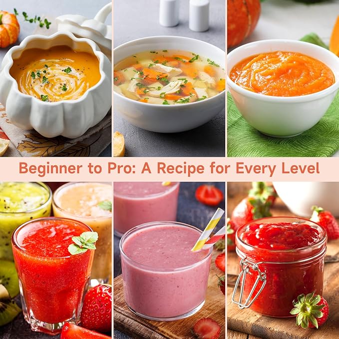 Homtone Soup Maker 2L, Makes 2-6 Servings, 6-in-1 Multifunctional Smooth and Chunky Soup Machine Cooker, Electric Bleander for Homemade Soups, Stainless Steel