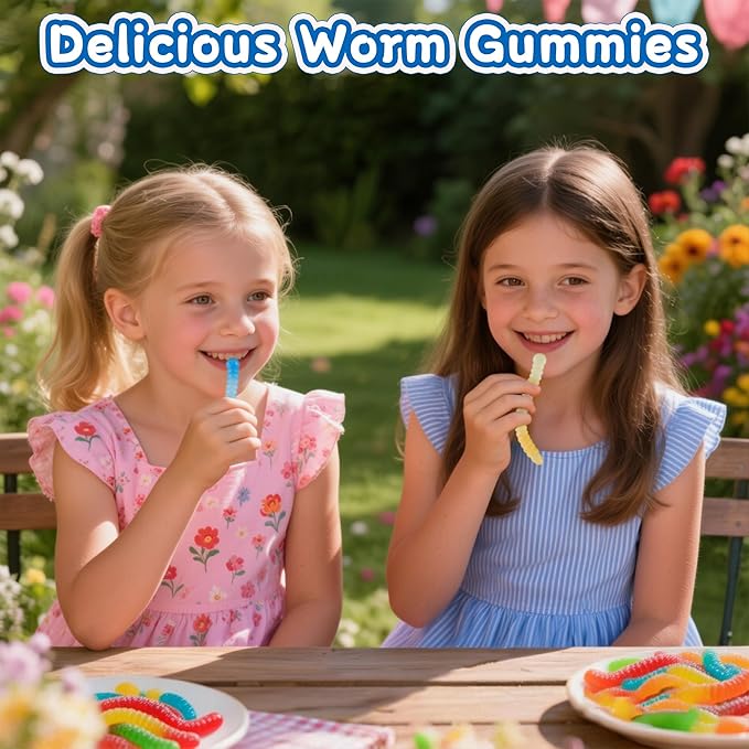 Sidosir 7Pcs Silicone Gummy Worm Chocolate Molds, Non-Stick Worm Chocolate Mold for Parties, Gummy for Home DIY, Silicone Mold for Make Gummies