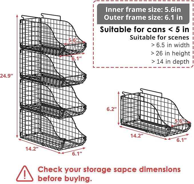 Sonyabecca 6-Pack Can Storage Organizer Pantry, Stackable Kitchen Canned Food Holder With Handles, Can Organizer For Pantry Countertop Cabinet, Beverage Drink Pop Soda Can Dispenser Patent Pending