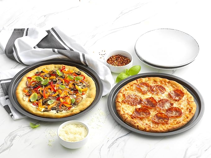 GoodCook Set of 4 Nonstick Steel 10 Inch Personal Pizza Pans Set, Gray