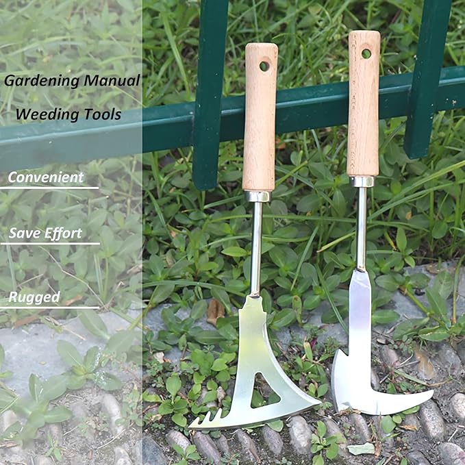 Weed Puller Tool, Manual Stainless Steel Weeding Tool, Triangle Shape for Lawn Vegetable Garden Farm Planting