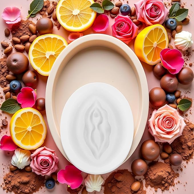 2pcs White Women Genital Shape Chocolate Mold Novelty Candy Making Molds Silicone DIY Mould Jelly Tray Fondant Cake Making Supplies Pastry and Baking Molds Bakeware