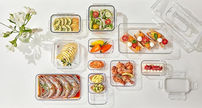 Airtight Food Storage Container With Lid (45.6oz) BPA-Free | Meal Prep | Microwave, Freezer and Dishwasher Safe | Leak-Proof | Kitchen Fridge Organizer Boxes | lids airtight sealing