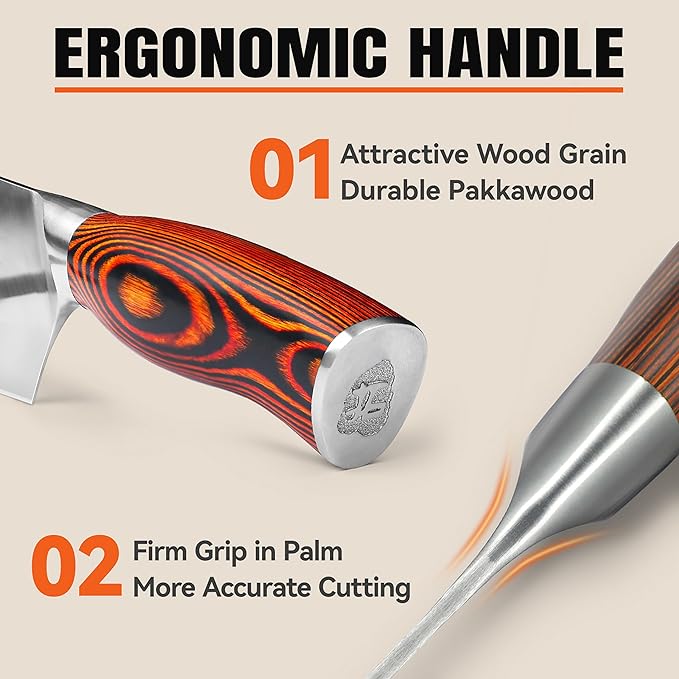 TUO Nakiri Knife 6.5" Japanese Vegetable Cleaver, Chef Knife for Kitchen Vegetable Chopping, German High Carbon Stainless Steel, Ergo Pakkawood Handle
