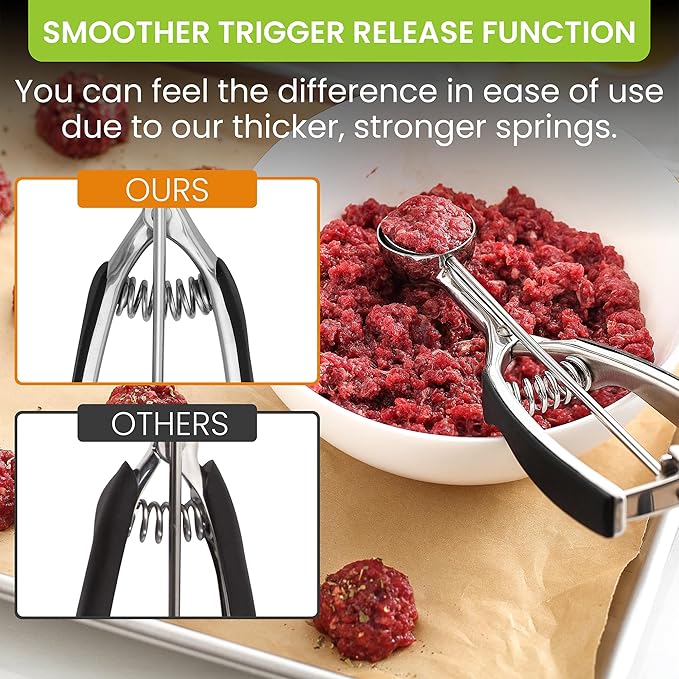 Spring Chef Multifunctional 1 Tablespoon Small Cookie Scoop, #60 & Large Dough Blender & Biscuit Cutter Set - 2 Product Bundle - Black