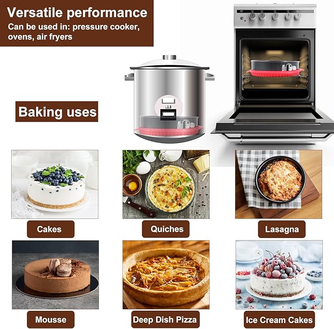 Premium Springform Pan Set - 4, 7, 9, 10 Inches Round Cake Pan set with Removable Bottom for Baking, Nonstick Coating, with Thickened Silicone Cheesecake Pan Protector