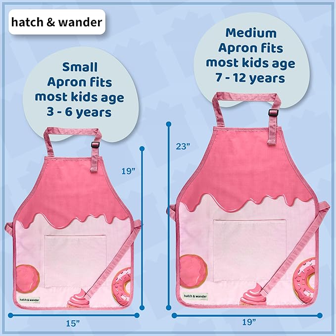 hatch & wander Kids Baking Set Bundle | 4 Pan Set | Kids Apron & Chef Hat | Oven & Mix (included mix may vary)